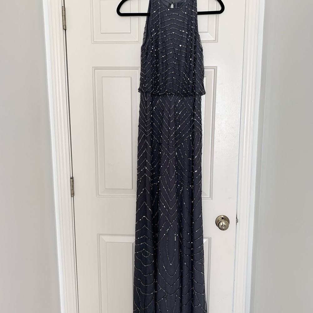 Art Deco Beaded Blouson Dress with Halter Neckline - Picture 4 of 8